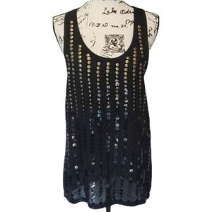 Boutique brand black and gold ombre dressy sequin tank